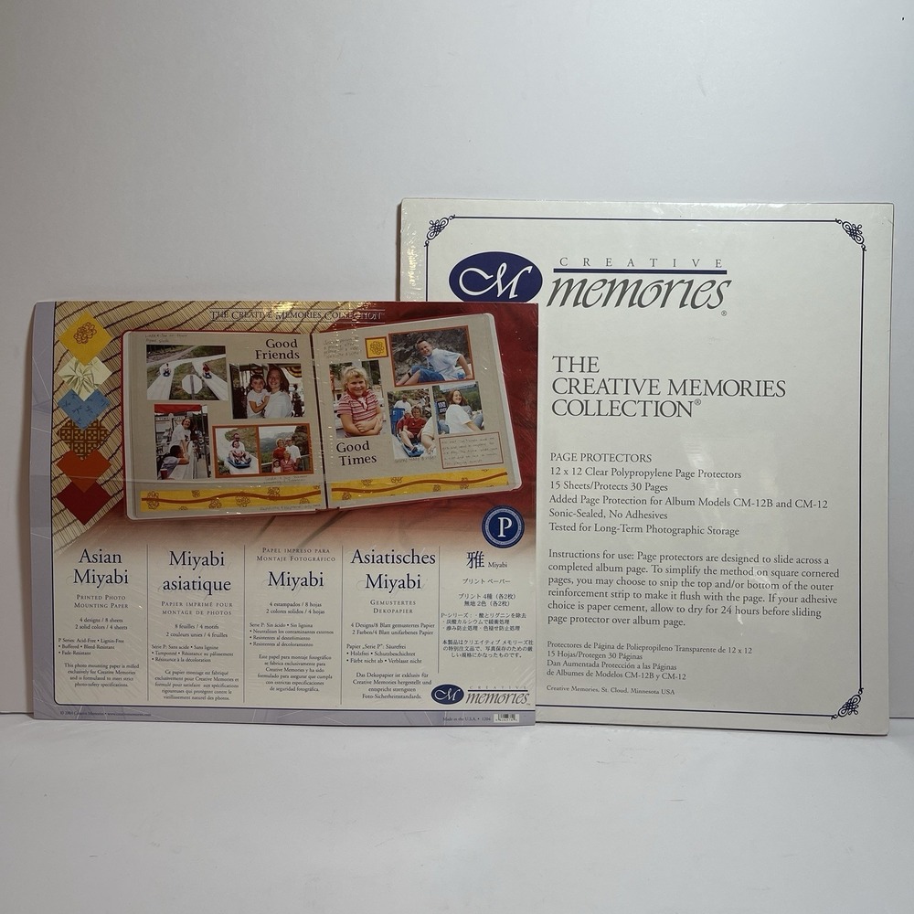 Creative Memories 12" Polypropylene Page Protectors Sheets & Printed Photo Paper